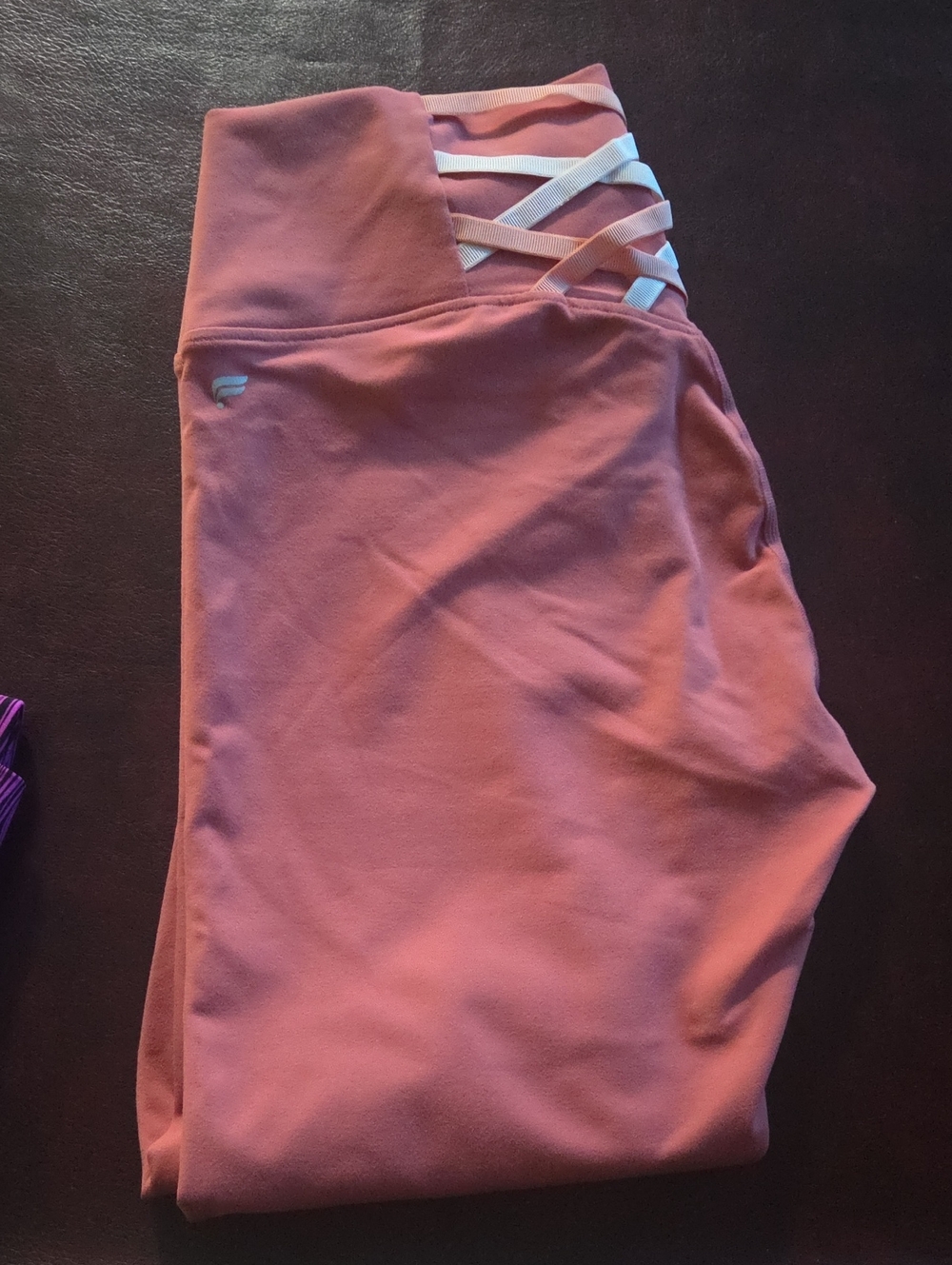 Fabletics Girls' Dusty Rose Leggings with Crisscross Waistband